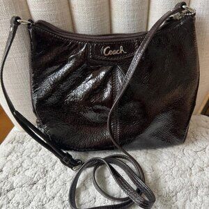 Coach Ashley Dark Chocolate Patent Leather Shoulder/Crossbody Bag